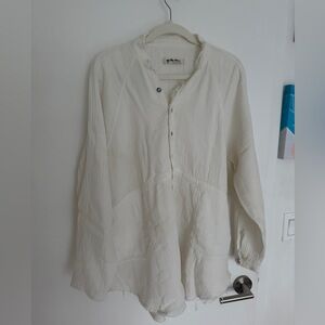 We The Free Summer Daydream Button Down Gauzy Shirt White